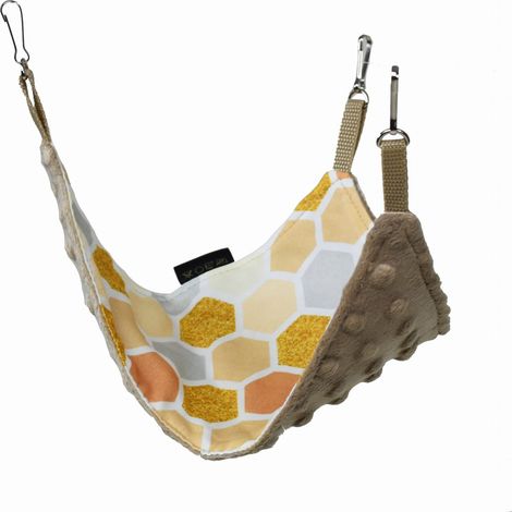 Hamac triangulaire pour rongeurs miel + cappuccino minky (1/4)