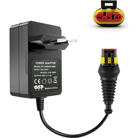 Adaptateur secteur 28 V 1,3 A compatible avec Husqvarna Automower 105/305/310/315/315X/310 Mark II/Gardena R38Li/R40Li/R45Li/R50Li/R70Li/R75Li/R80Li/Sileno Life/City/Minimo/McCulloch Rob R600/R800 - (1/5)