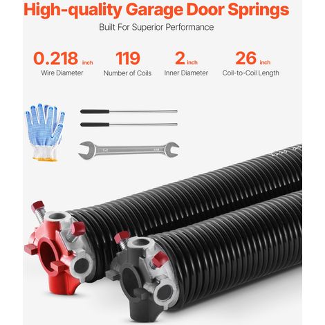 Ressorts de torsion pour porte de garage, 1 paire, Φ5,54xΦ50,8x668 mm, 16000 cycles, revêtement noir électrophorétique pour remplac… (1/5)