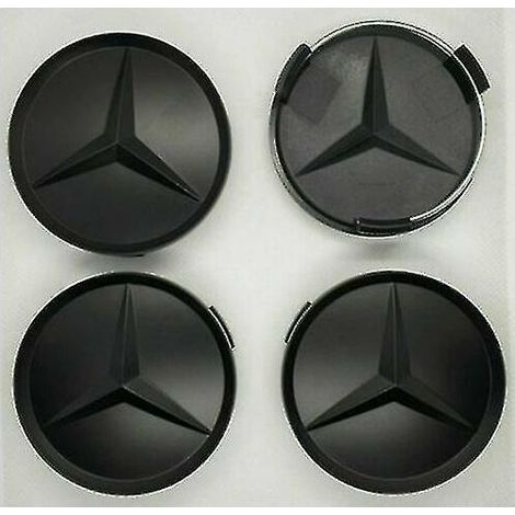 Mercedes Matt Black Center Hub Alloy Wheel Caps 75mm Set Of 4 Pcs