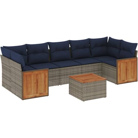 Maison Exclusive - Set Divani da Giardino 8 pz con Cuscini Grigio in Polyrattan (1/5)