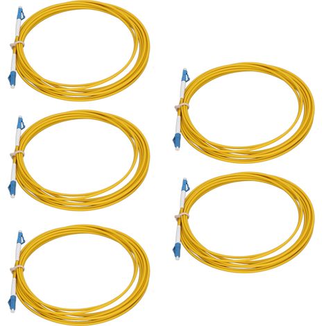 Câble de raccordement fibre optique LSZH sans halogène, grade télécom, gaine faible fumée, BJ-UPC/LC-UPC/LC-SM-3M, lot de 5, version améliorée récente. (1/5)