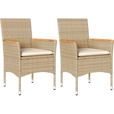 Maison Exclusive - Gartenstühle mit Kissen 2 Stk. Beige Poly Ratt