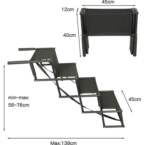 Rampa per cani, scale per cani, pieghevoli, scale pieghevoli per cani, rampa per cani, 165 x 43 cm, fino a 75 kg, rampa per auto, aiuto per l'imbarco auto