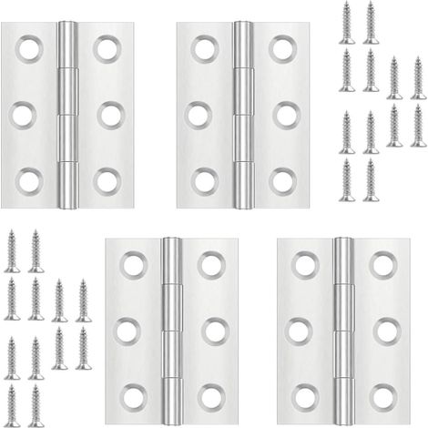 4 Pièces Charniere Porte,Charniere Inox,Charnière Invisible,Charnière plate,Porte Placard/Petites Portes/Tiroirs/Fenêtres/Pianos/Coffret à Bijoux Armoires de Quincaillerie de Meubles de Maison (1/5)