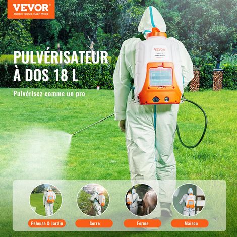Pulvérisateur électrique à dos 16 L, pression réglable 0-6,2 bar, 8 buses, pour désherbage et nettoyage (1/5)