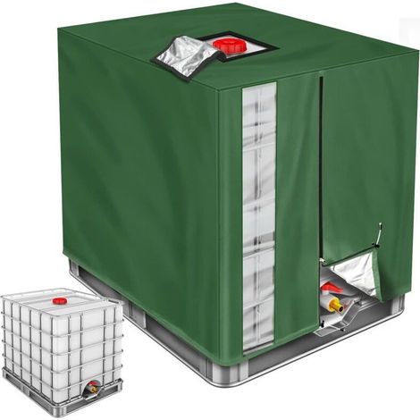 Bache Cuve 1000L IBC, Bâche de Réservoir d'eau, Housse de Cuve IBC 1000L Anti UV Vert pour réservoir IBC 1000L (120 100 116cm) (1/4)