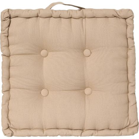 Atmosphera – Coussin de sol 40x40cm beige – 100% coton – Doux et confortable – Avec poignée pour transport facile