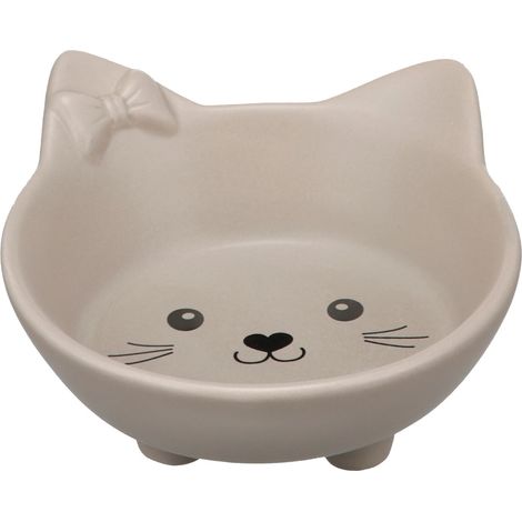 Gamelle ronde en céramique pour nourriture et eau 180 ml taupe (1/5)