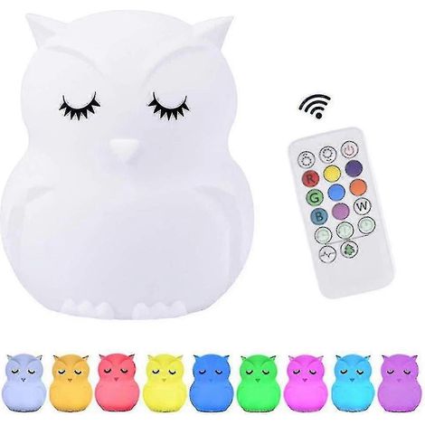Veilleuse hibou LED rechargeable avec capteur tactile et télécommande (1/5)