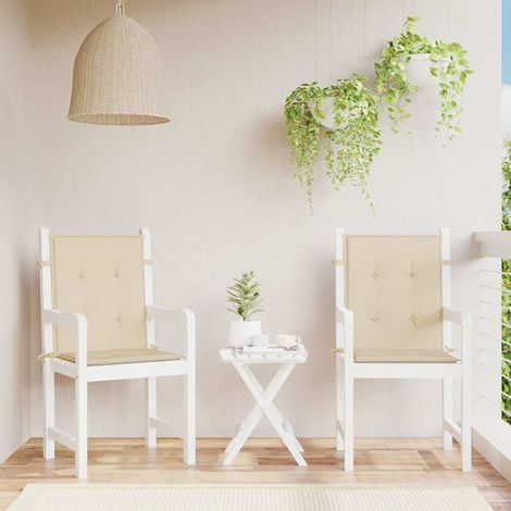 vidaXL Cojín de silla de jardín respaldo bajo 2 uds tela Oxford beige (1/5)