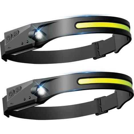 2PCS LED Headlamp 230 Degrees, COB+XPE 5 Models, Sensor Headlamp, Waterproof USB Rechargeable, for Running, Cycling, Repair SY-2 [Energy Class A+++] (1/5)