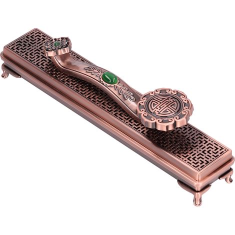 Brûleur d'encens Ruyi neuf, style antique créatif, orné de motifs de pattes de bête et de svastika, brûleur d'encens classique chinois au bois de santal, couleur cuivre (1/5)