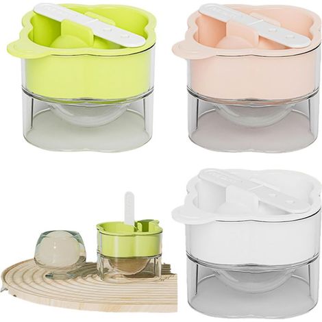 Set mit 3 runden Silikon-Eiswürfelformen im Eishockeyschläger-Design. Kugelförmige Silikonform für karamellisierte Eiswürfel, Whisky, Cocktails und Früchte. (1/5)