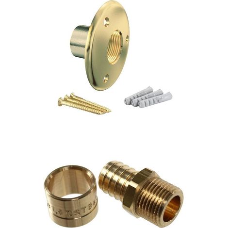 Arcanaute – Applique de jardin Femelle Femelle en laiton brut – Raccord à glissement M 1/2" (15/21) – Diamètre Ø16 mm – Fixation robuste avec vis