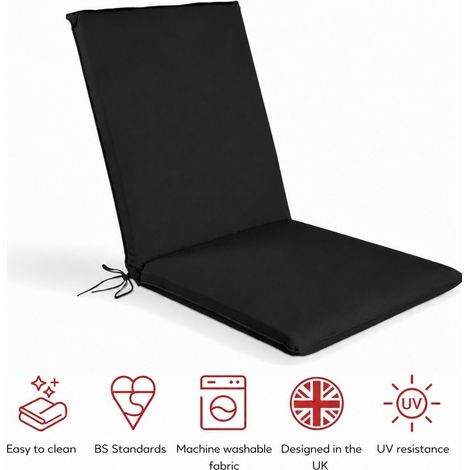SP Low Back Recliner Pad Cushion - L100 x W43 x H6 cm - Black