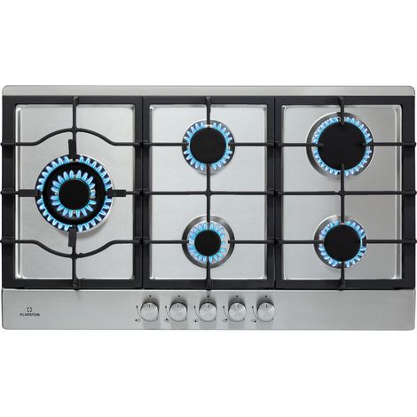 Klarstein – Plaque de cuisson gaz 5 brûleurs 11100W – Brûleurs Sabaf pour cuisson homogène – Installation encastrable – Surface en vitrocéramique