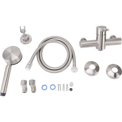 Set robinet douche système inox économie eau multifonction main et pluie combo de salle de bain (1/5)