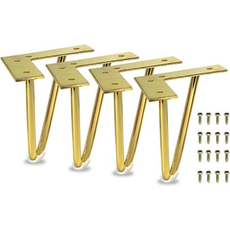 Lot de 4 Pieds de Meubles en métal Robustes avec vis pour Armoire, Table, canapé, Meuble TV, Commode (1/5)