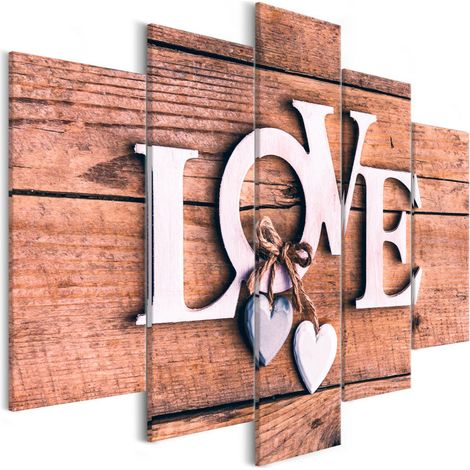 Tableau Imprimé 5 Panneaux "Wooden Letters Wide" 50 x 100 cm (1/2)
