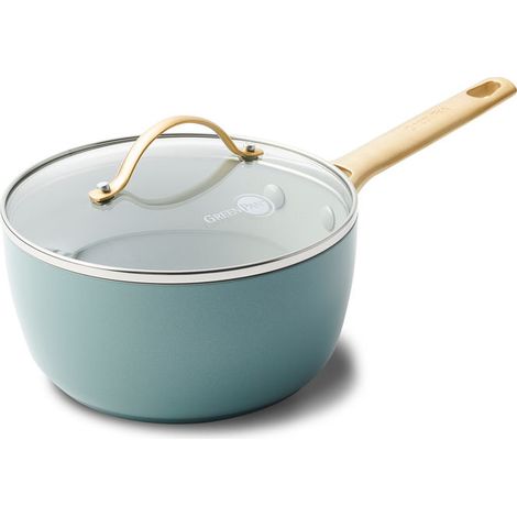 GreenPan CC002826-001 Padova Reserve Casseruola 2,01 L in Ceramica Antiaderente con Coperchio in Vetro Acciaio Inox Alluminio Induzione Compatibile Forno fino a 220 °C colore Blu