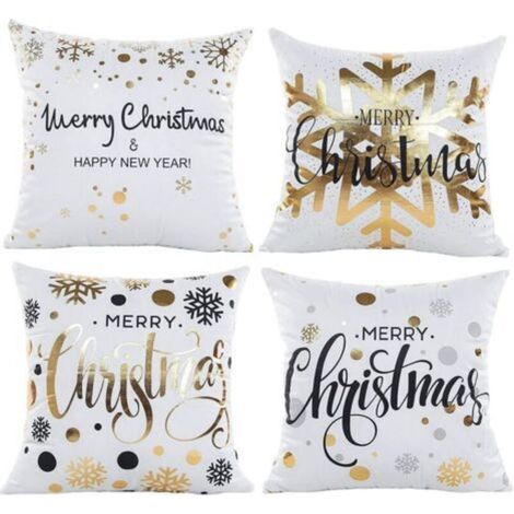 Set of 4 Christmas Cushion Covers, Christmas Pillowcase, Sofa Cushion Covers, Decorative Pillowcases Beautiful Christmas (1/5)