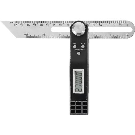 Niveau électronique en acier inoxydable, rapporteur numérique, inclinomètre à coulisse, inclinomètre en T à 360 degrés, alimenté par piles (1/4)