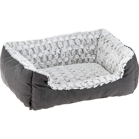 Ferplast SWEETIE Cuccia in cotone e pelliccia ecologica per cani e gatti. Variante 45 - Misure: 48 x 37 x h 16 cm - Grigio (1/5)