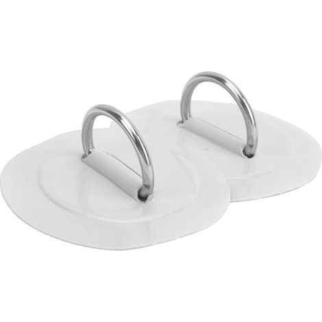 2 pièces Patch de Réparation PVC Marine avec Anneau D Gonflable pour Bateau, Kayak, Boucle Fixe en Acier Inoxydable (Blanc) (1/5)