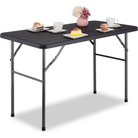 Mesa de jardin cuadrada con aspecto de madera