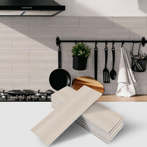 PVC Adhesive Sol Bois, 12 Pièces Dalles Revetement Adhesif Sol Salle de Bain Imperméable 10cm x 30cm Carrelage Stickers Autocollant en Tuile Auto-Adhésif Sticker Pour Cuisine Salon Garage (1/5)