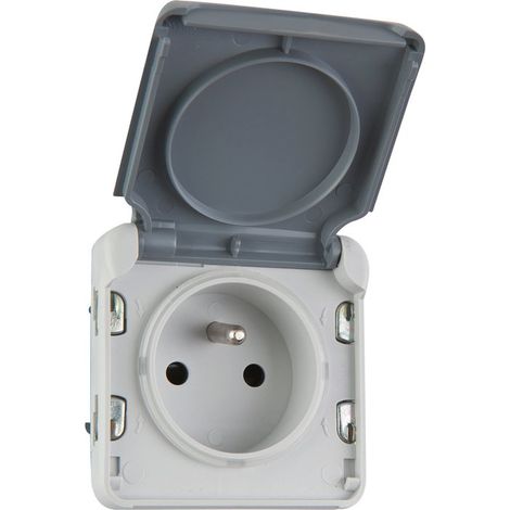 Legrand – Prise de courant 2P+T modulable gris – Protection d'éclipse – 16 A – 250 V – Indice de protection IP44 (1/7)