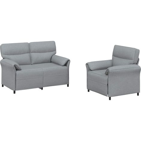 Set di divani 2 pz Grigio Chiaro Tessuto vidaXL (1/5)
