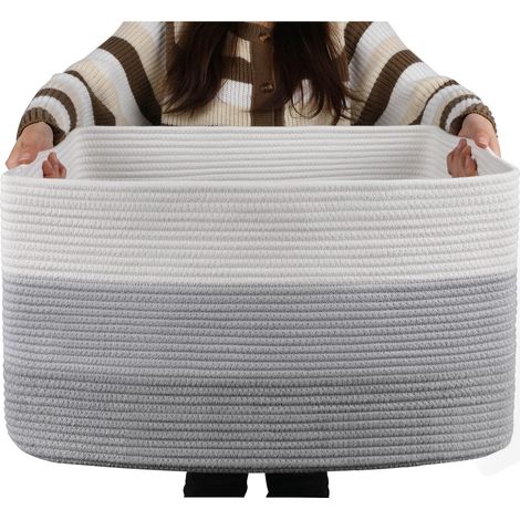 de rangement rectangulaire en osier avec poignée grand panier à linge couleurs clair 1pcs-panier 55 x 43 x 30,5 cm 1pcs 3 Blanc Gris Foncé (1/5)