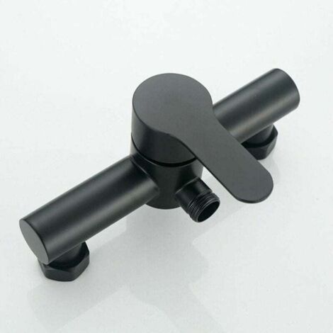 Pair Robinet de douche noir en laiton avec finition chromée Valve céramique Installation murale Support de douche inclus (1/5)