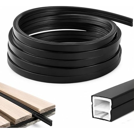 Profilé LED en silicone noir 5 m, 12 x 12 mm, canal LED 5 m, profilé LED flexible en silicone, diffuseur LED étanche 5 m pour plafond, armoire, bar, panneaux acoustiques (sans bande LED) (1/5)