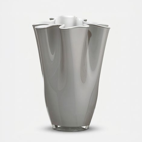 Vase décoratif en verre artisanal Wave 30 - Gris (1/2)