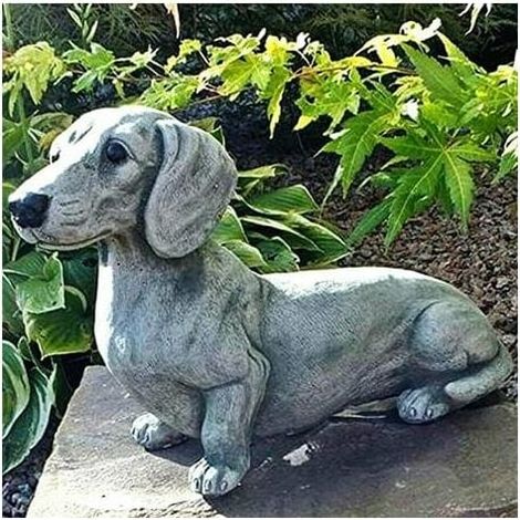 Statue Chien - Sculpture Résine Extérieur - Décoration Jardin Patio Terrasse - Figurine Animal Résine - 1 Pièce