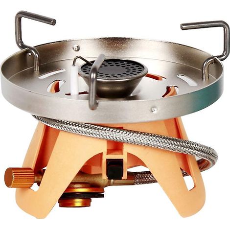 Tragbarer Campingkocher aus Metall für Grillabende und Picknicks, mit abnehmbarem Kesselständer und Minikocher.