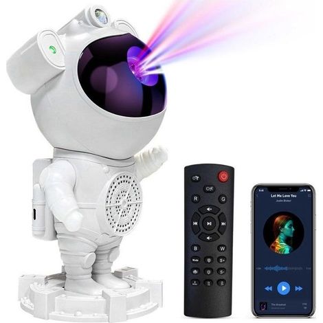 Night floodlight Astronaute LED - Ciel Etoile Galaxie Nebuleuse - KINGCENTON - Speaker Bluetooth - remote -White (1/4)