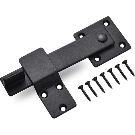 Loquet de porte en acier inoxydable, verrou de porte coulissante, verrou de porte battante avec vis de réglage, loquet noir (1/4)