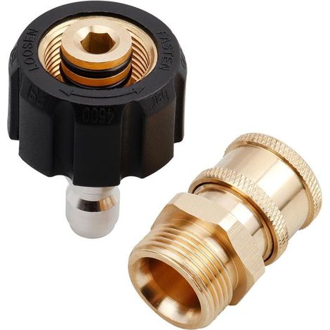Set di due raccordi rapidi M22 per idropulitrici ad alta pressione, raccordi girevoli da 14 mm a 6,35 mm per il collegamento di tubi flessibili per pistole ad acqua, 4500 PSI.