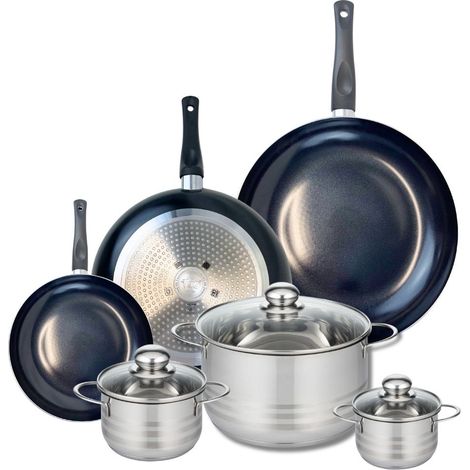 Ensemble de 3 Poêles de cuisson 20, 28 et 32 cm et 3 faitouts 12, 14 et 24 cm Elo Prima Brillant (1/5)