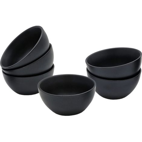 Keramik Dip Schale schwarz matt - 6er Set - Snack Saucen Schüssel - Dessertschälchen Servierschale klassisch