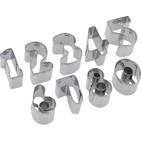 Westmark Set di Formine, Numeri, Acciaio Inox, 0-9, 9 Pezzi, Argento, 35382280 (1/5)