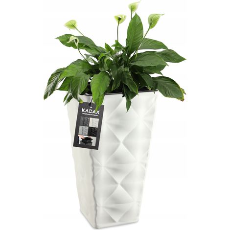 KADAX Blumentopf mit Einlage, Pflanzkübel, aus Kunststoff, 40 cm, Weiß