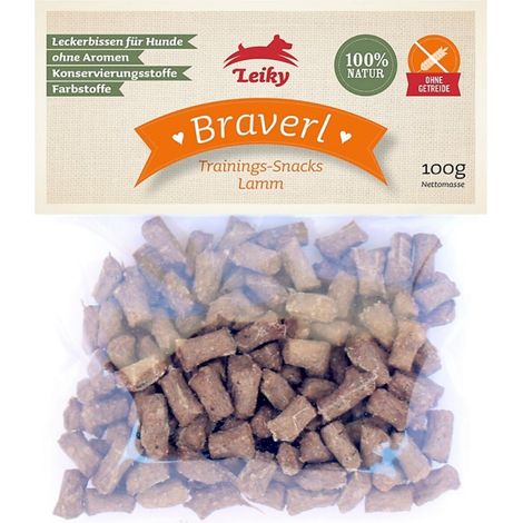 Braverl Lamm-Leckerli für Hunde und Katzen 100g Omega-Säuren Leiky (1/2)