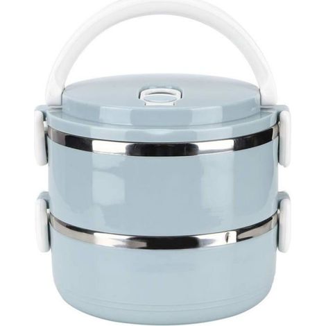 Boîte À Lunch - Acier Inoxydable Alimentaire - Double Paroi Isotherme - 14,5 X 14,5 Cm - Bleu - 1 Pièce (1/5)
