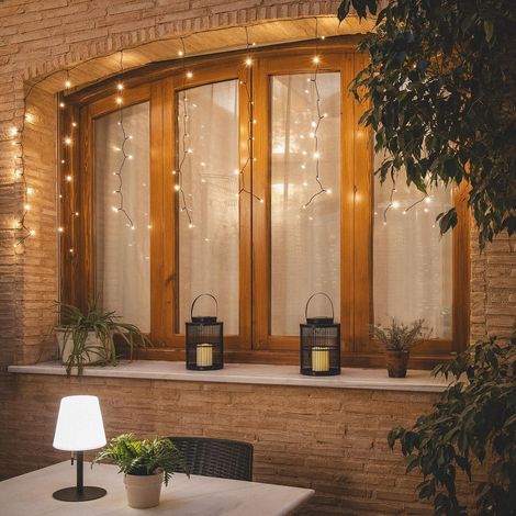 LED Lichterkettenvorhang Short 3000K 3 m Schwarz Warmweiß (1/5)