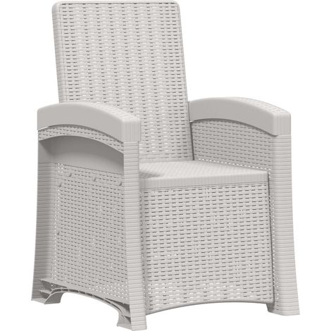 Sillón de jardín reclinable imitación ratán Blanco PP vidaXL (1/5)